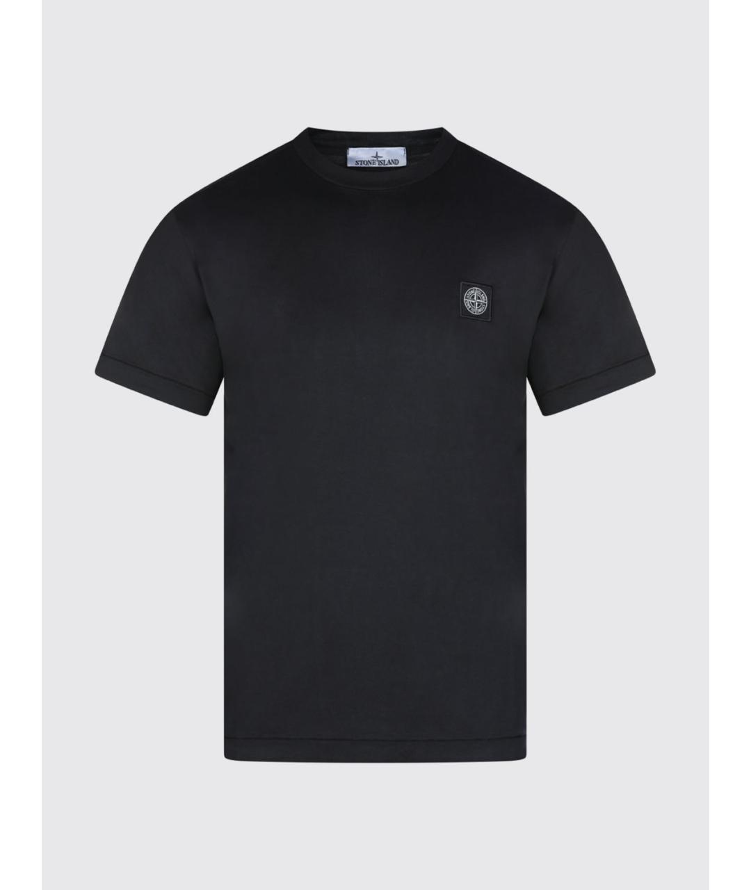 STONE ISLAND Черная хлопковая футболка, фото 2