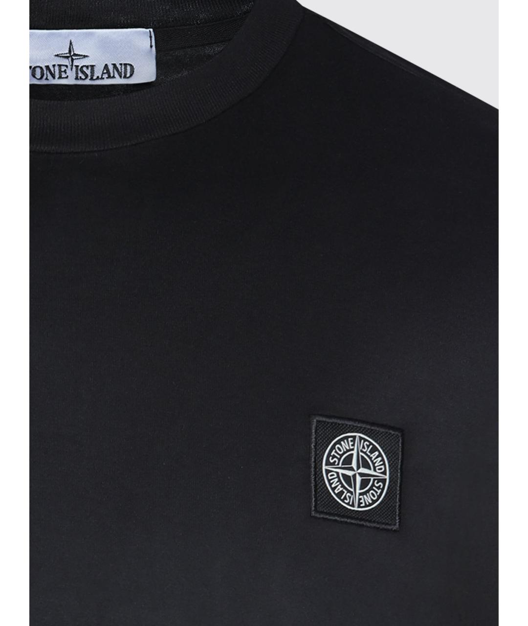 STONE ISLAND Черная хлопковая футболка, фото 4