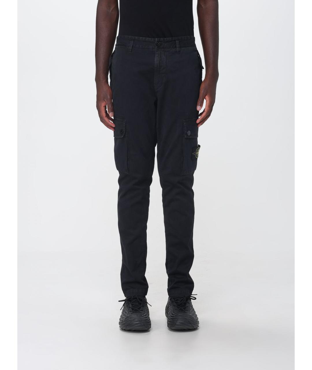 STONE ISLAND Черные хлопковые повседневные брюки, фото 4