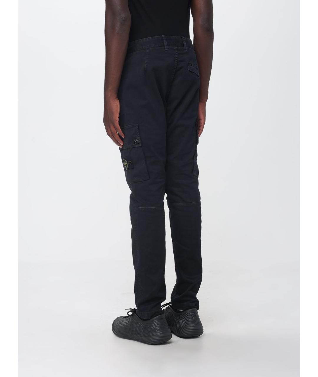STONE ISLAND Черные хлопковые повседневные брюки, фото 2