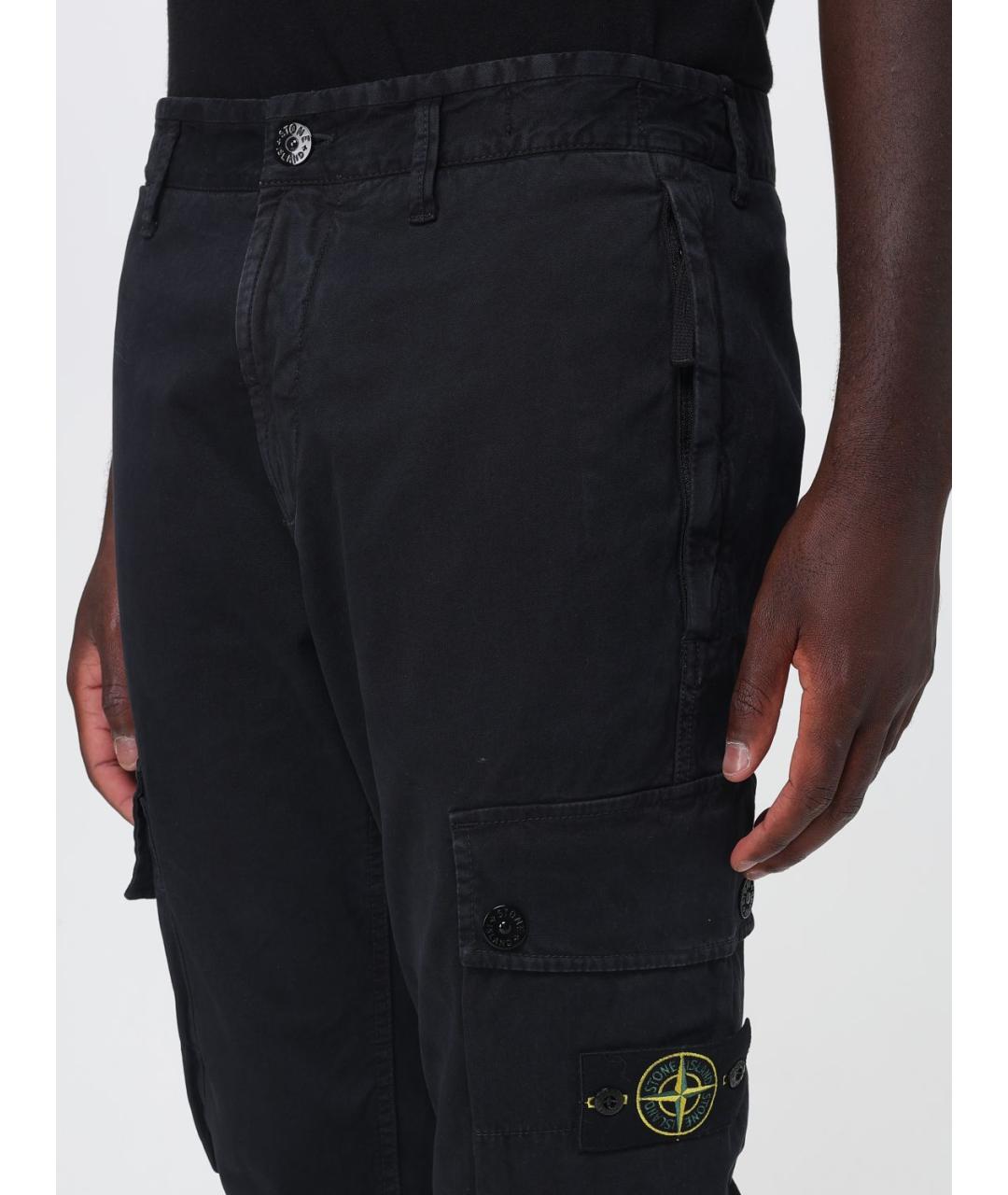 STONE ISLAND Черные хлопковые повседневные брюки, фото 3