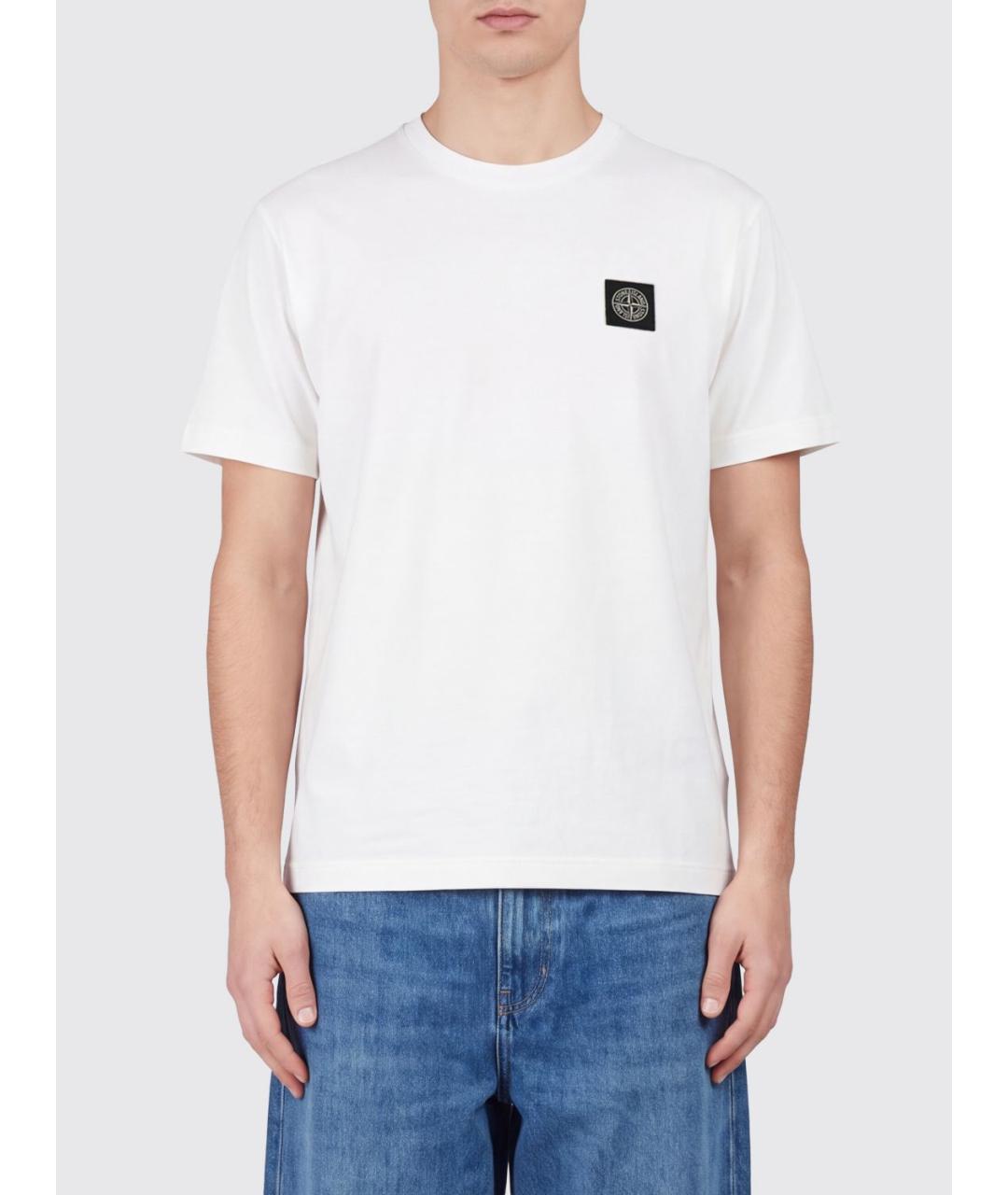 STONE ISLAND Белая хлопковая футболка, фото 2