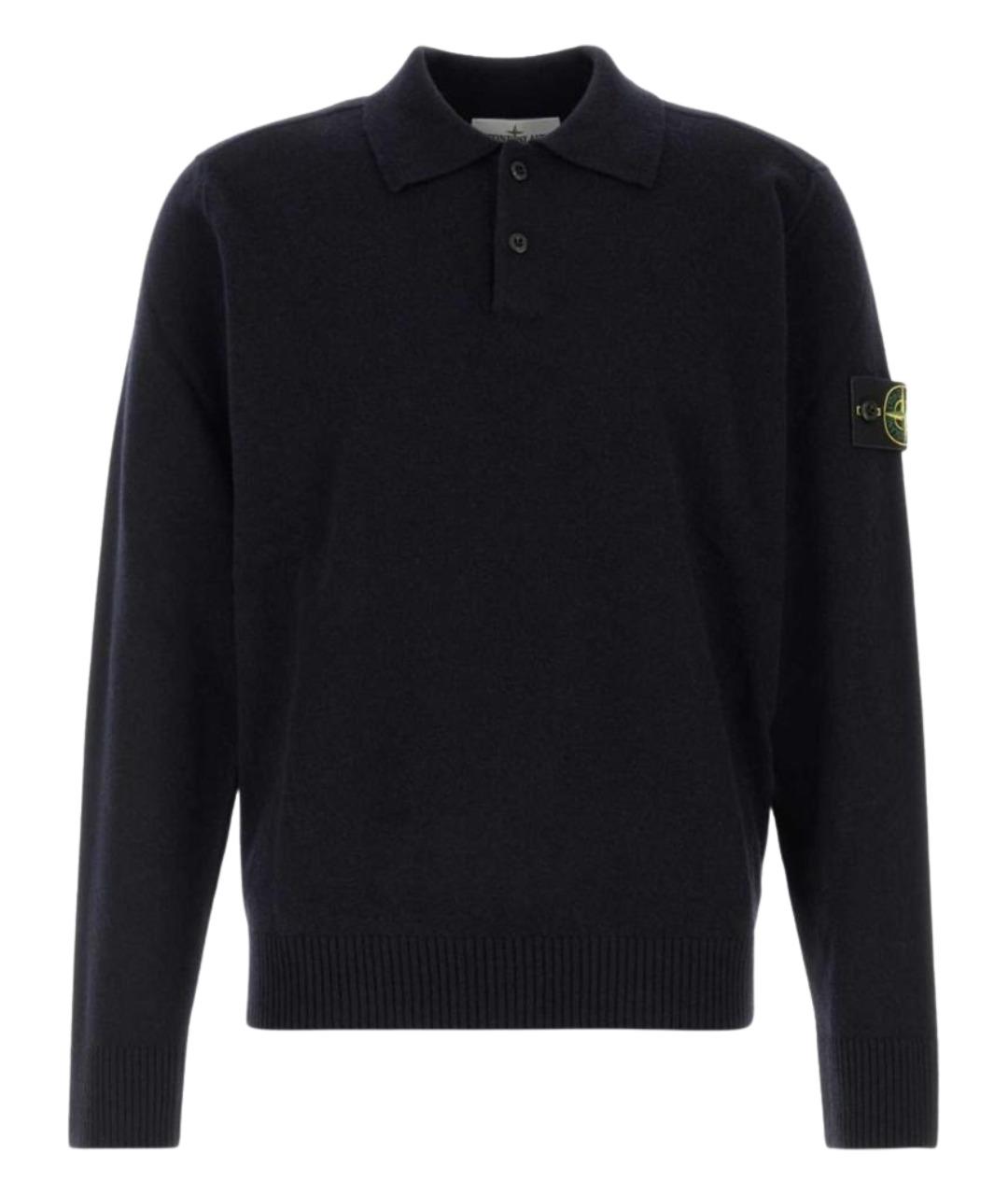 STONE ISLAND Синее шерстяное поло с длинным рукавом, фото 1