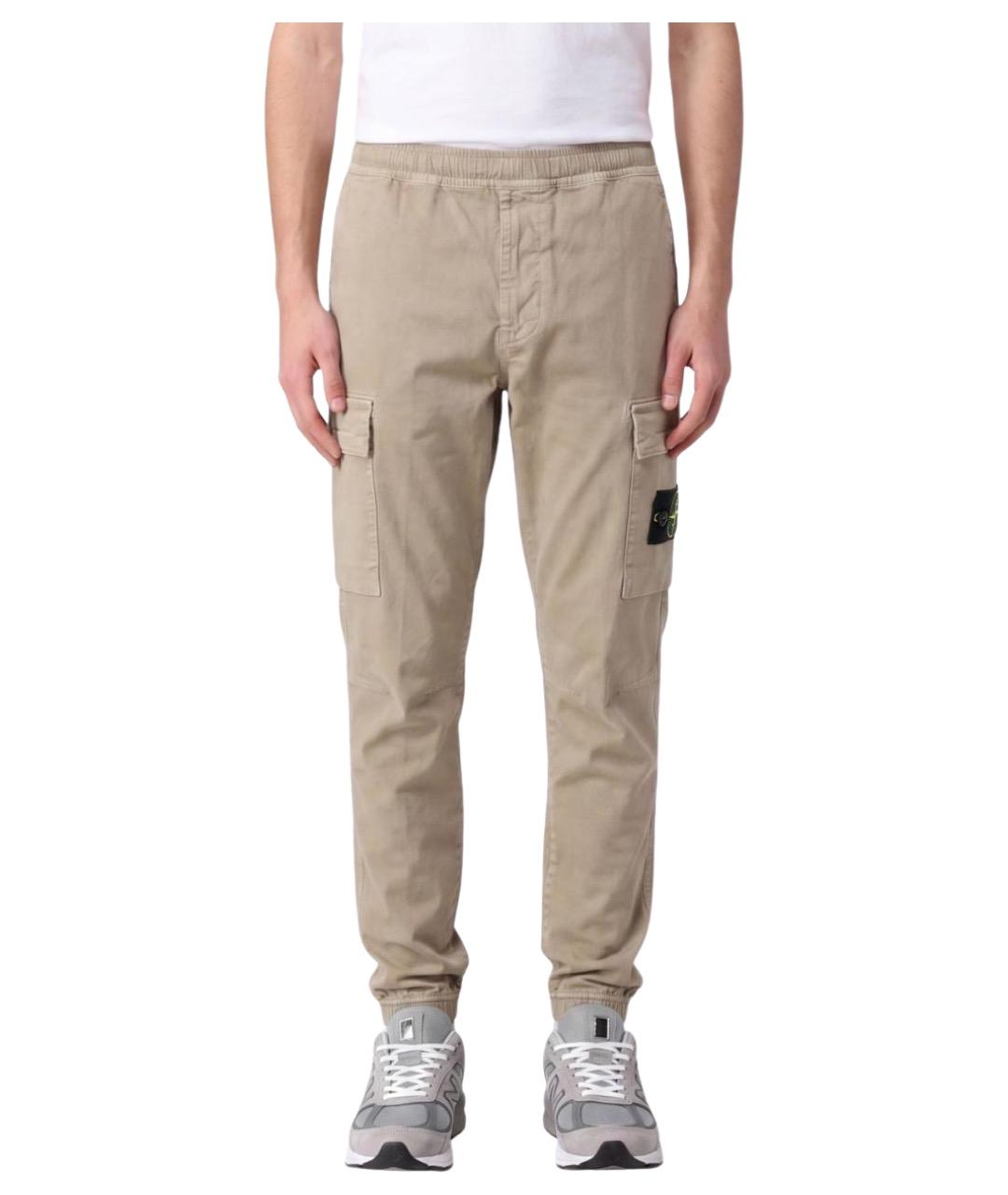 STONE ISLAND Бежевые полиамидовые повседневные брюки, фото 1