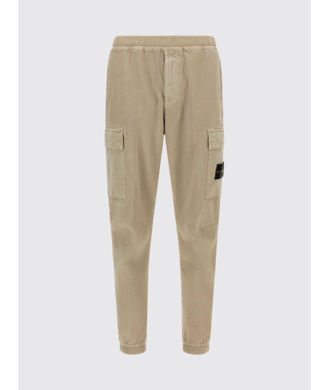 STONE ISLAND Бежевые полиамидовые повседневные брюки, фото 2
