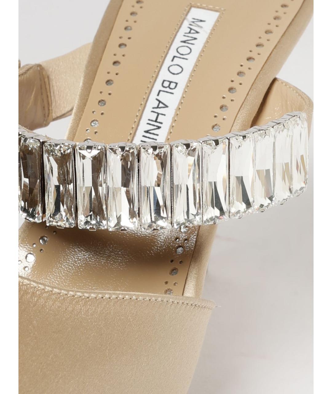 MANOLO BLAHNIK Бежевые текстильные туфли, фото 4