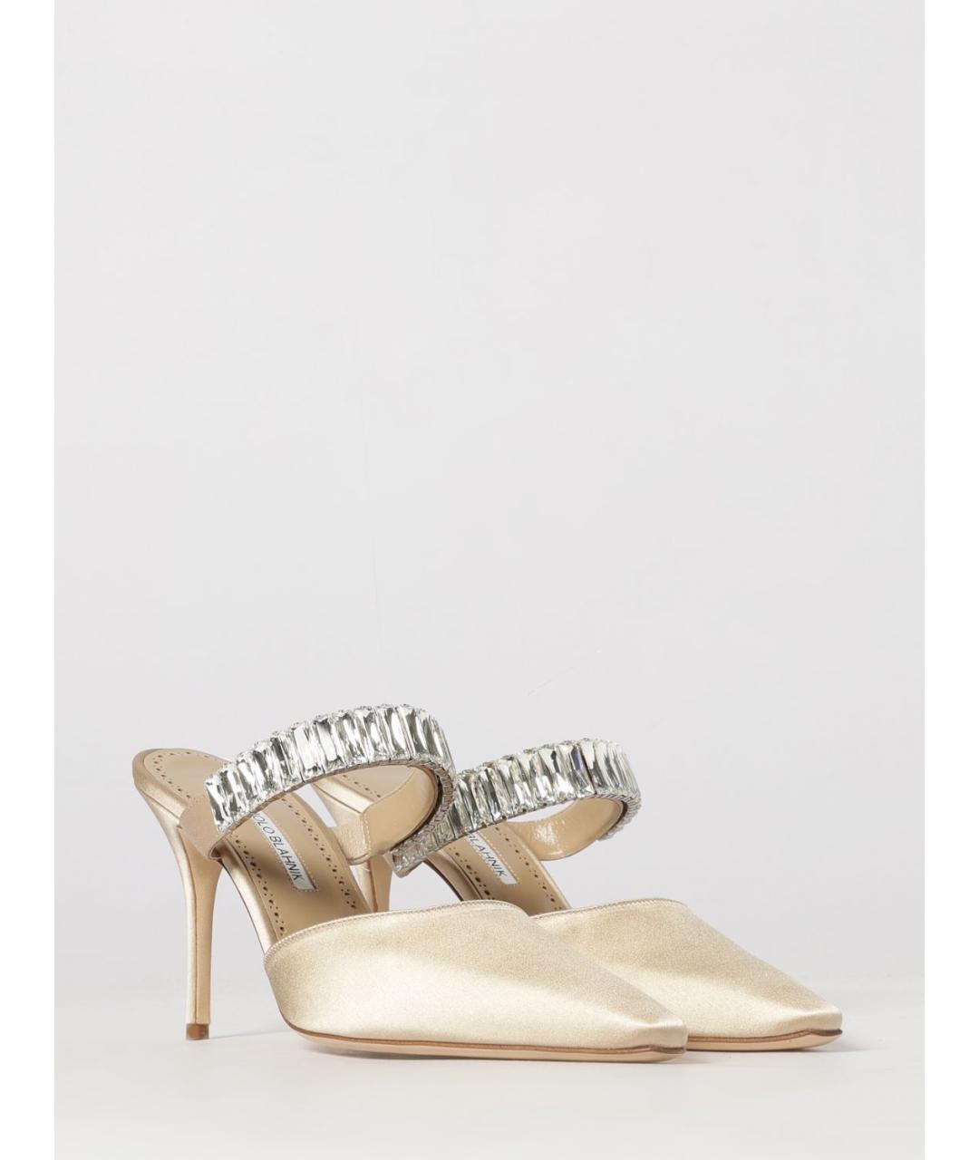 MANOLO BLAHNIK Бежевые текстильные туфли, фото 2
