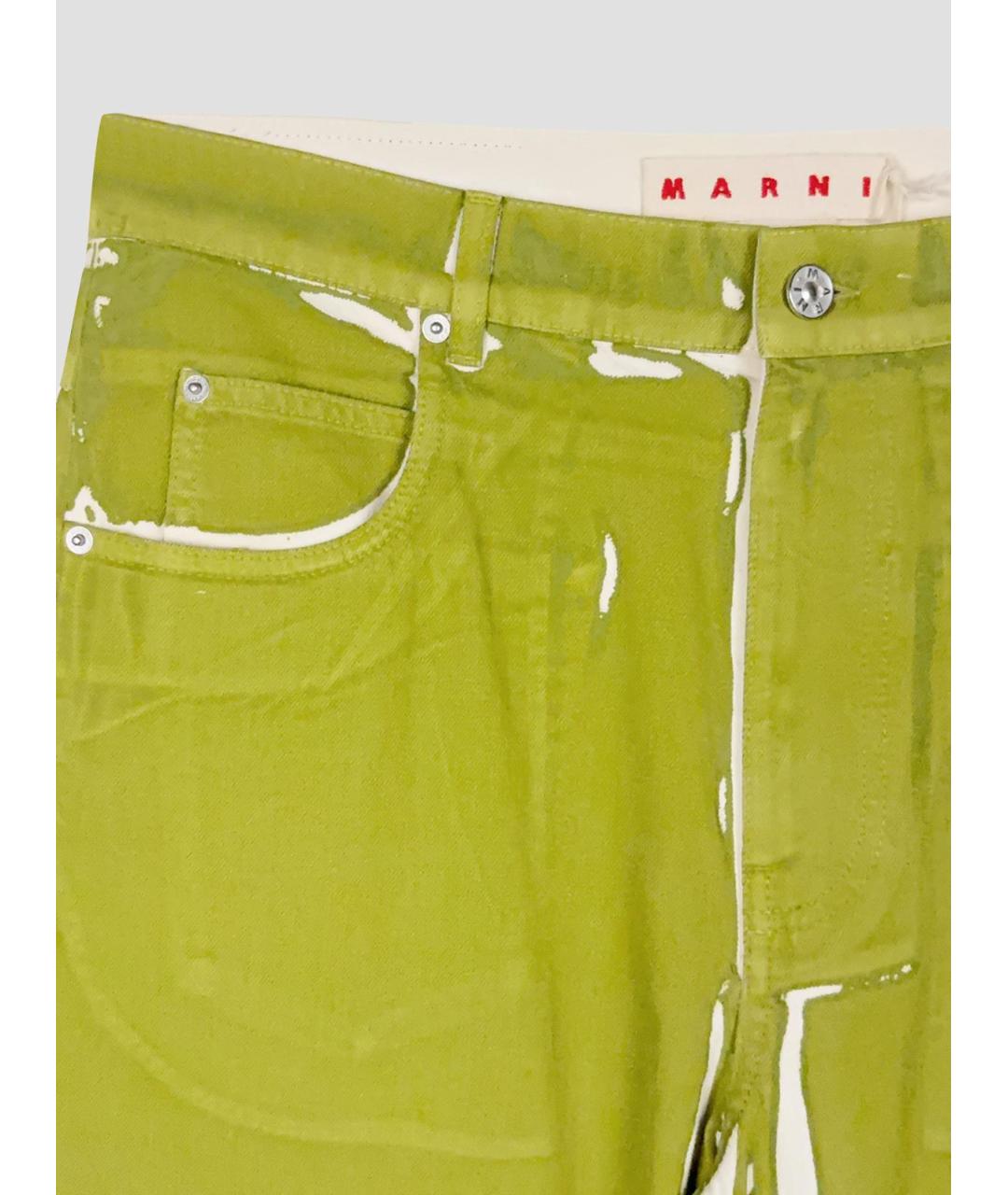 MARNI Зеленые хлопковые прямые джинсы, фото 3