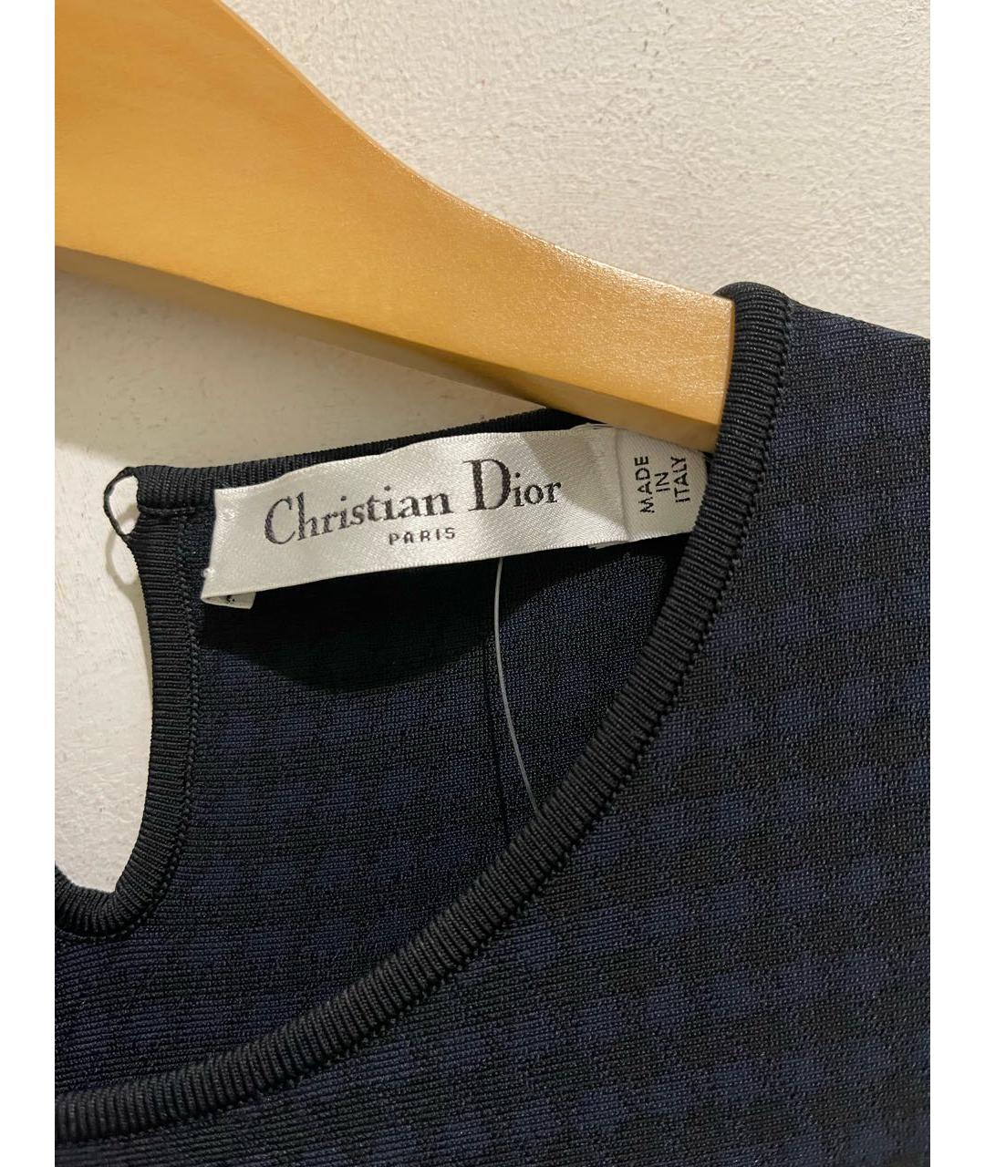 CHRISTIAN DIOR Темно-синее вискозное повседневное платье, фото 3