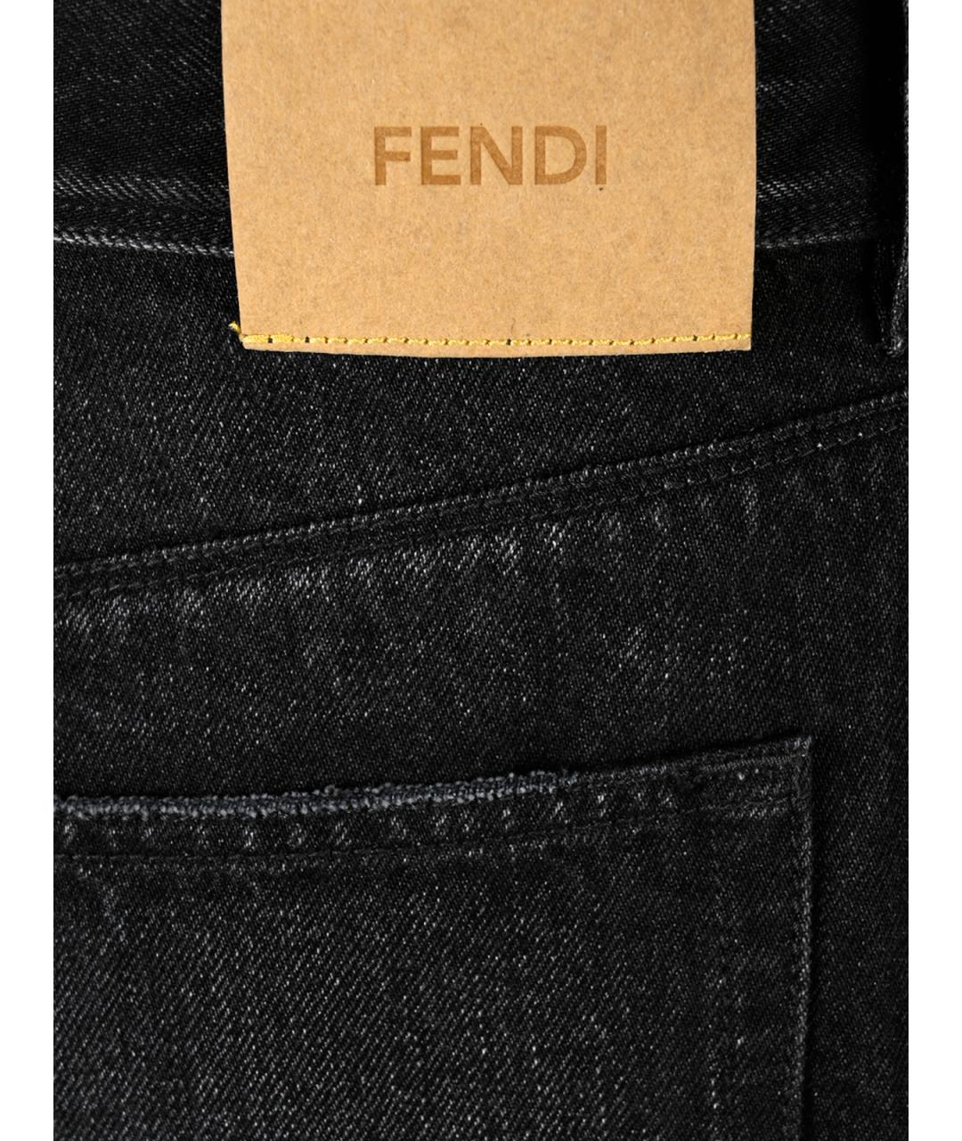 FENDI Черные хлопковые прямые джинсы, фото 3