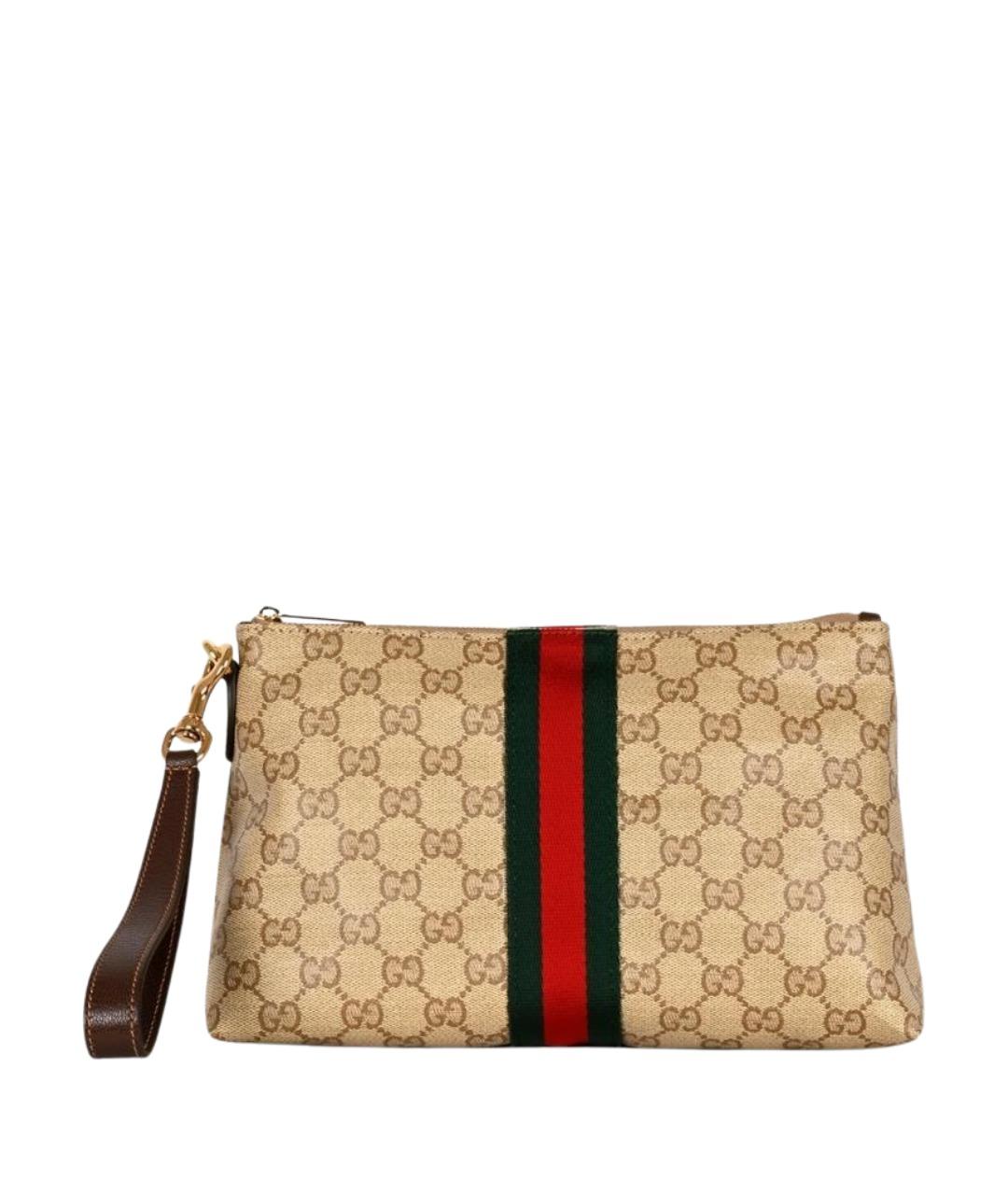 GUCCI Бежевая папка для документов из канвы, фото 1