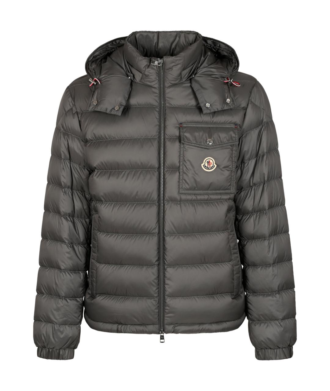 MONCLER Серый синтетический пуховик, фото 1