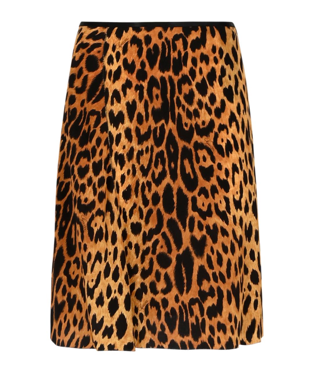 GUCCI Мульти шелковая юбка миди, фото 1