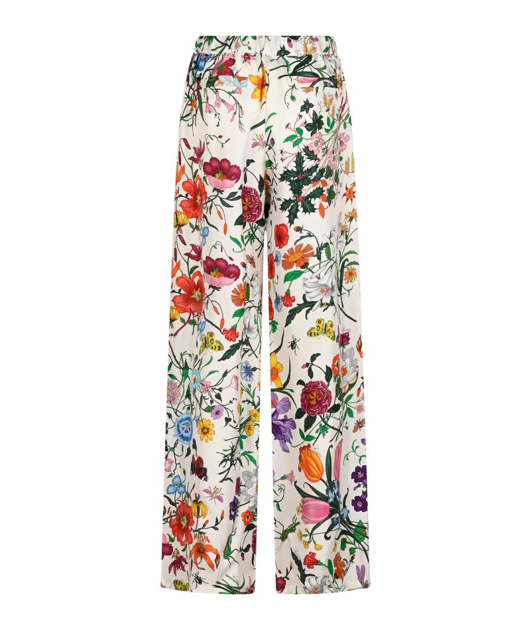 GUCCI Белые шелковые прямые брюки, фото 2