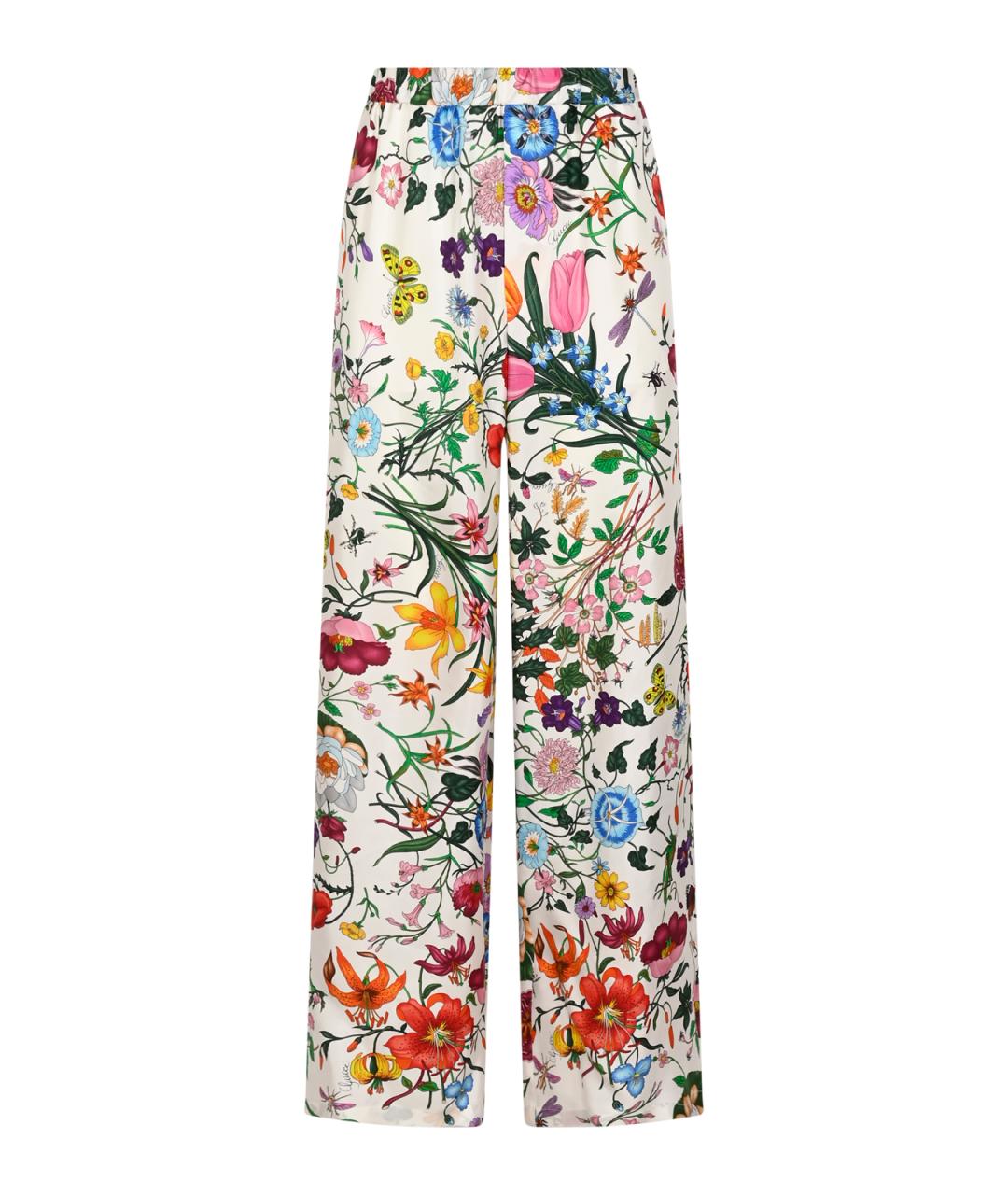 GUCCI Белые шелковые прямые брюки, фото 1