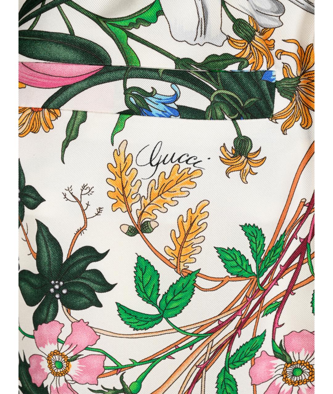 GUCCI Белые шелковые прямые брюки, фото 3