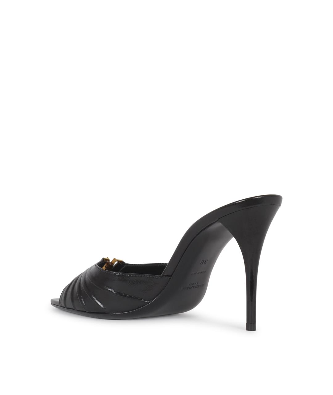 SAINT LAURENT Черные кожаные мюли, фото 3