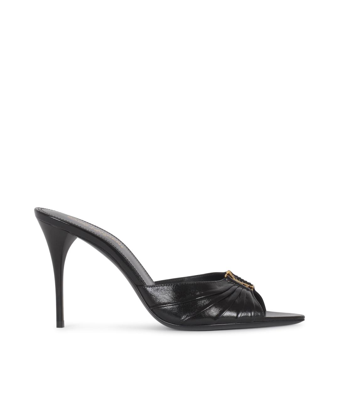 SAINT LAURENT Черные кожаные мюли, фото 4
