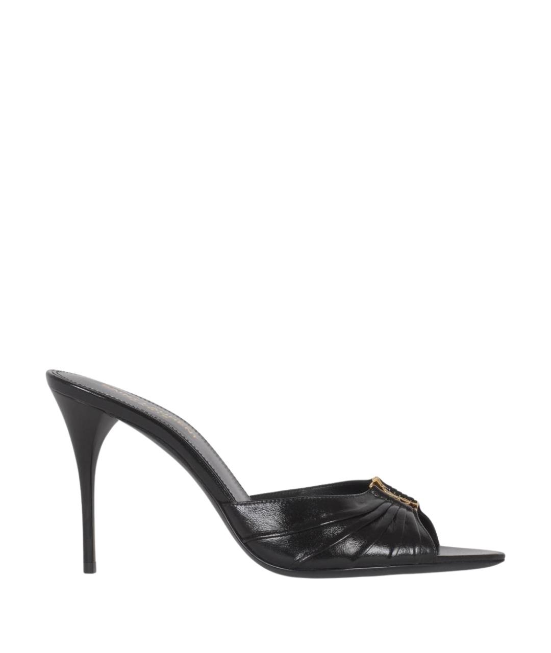 SAINT LAURENT Черные кожаные мюли, фото 1
