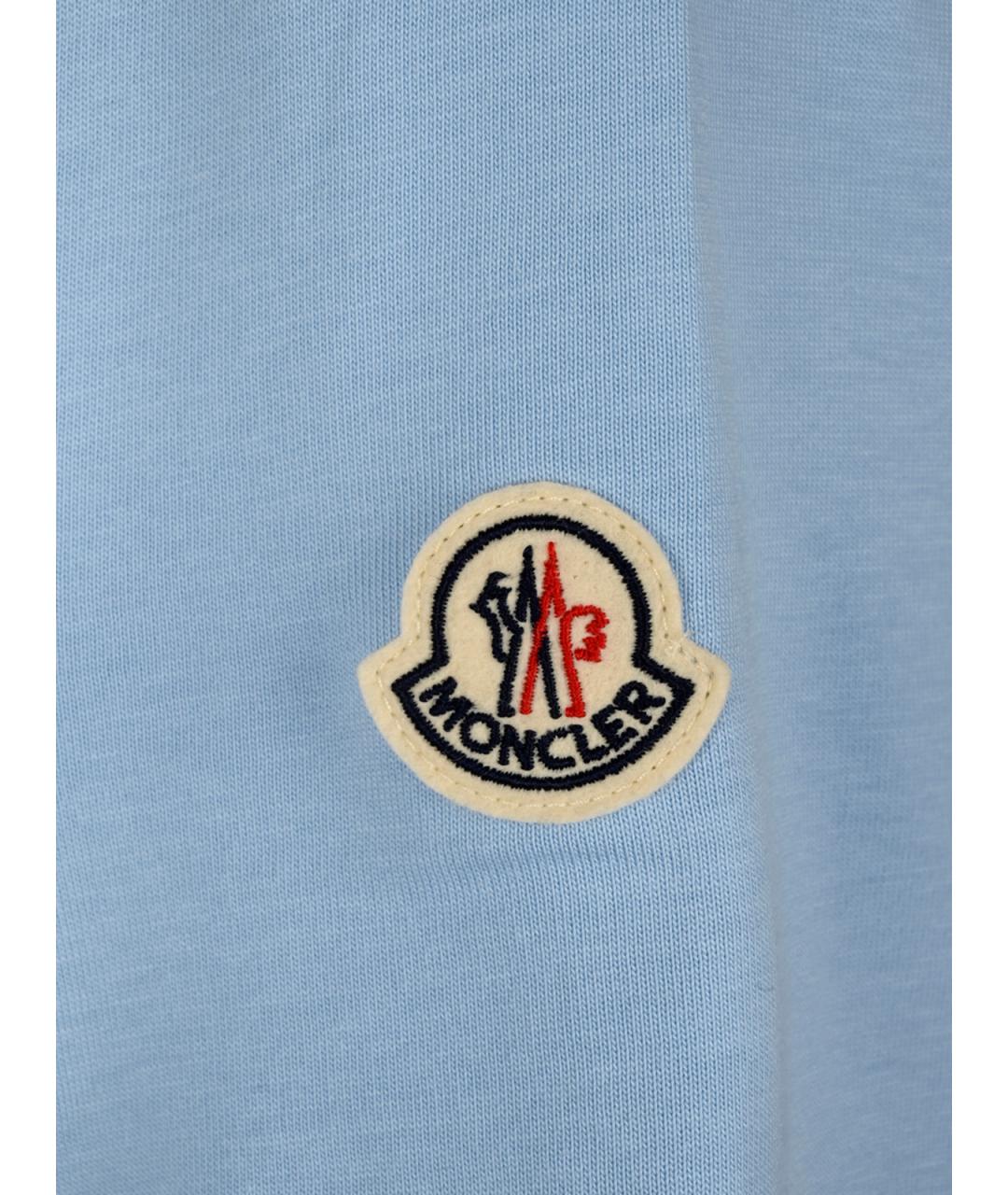MONCLER Голубая хлопковая футболка, фото 3