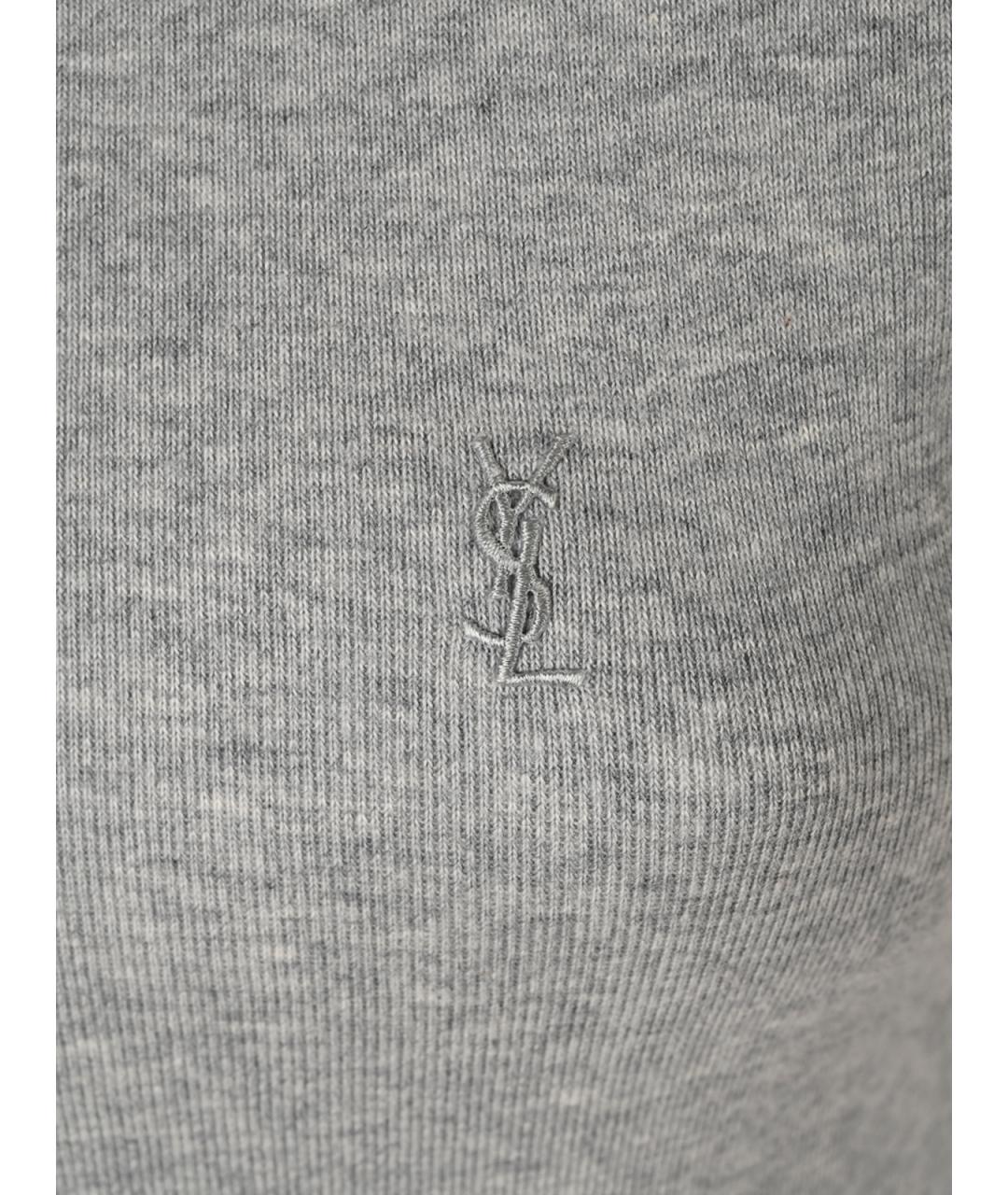 SAINT LAURENT Серая хлопковая футболка, фото 3
