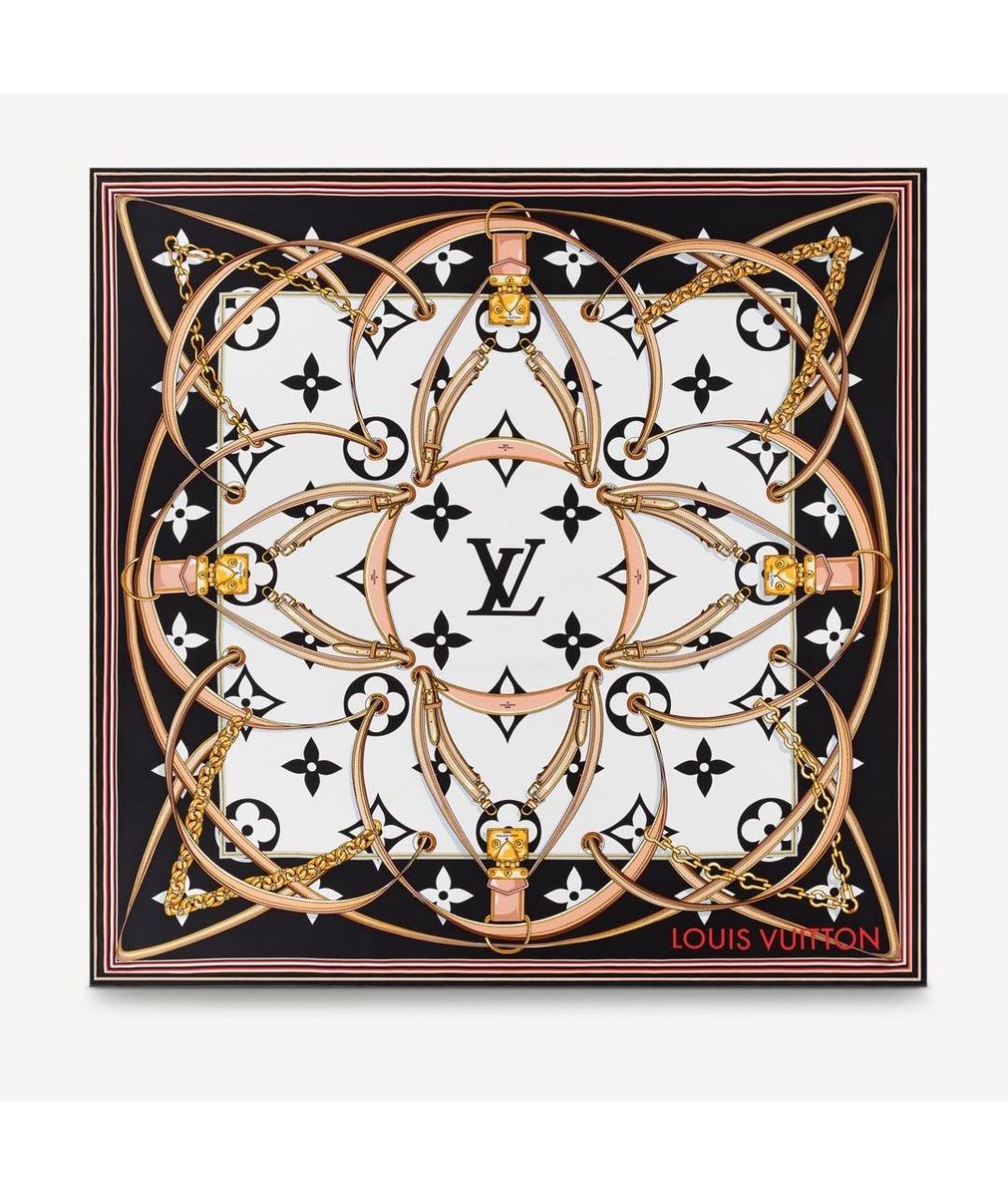 LOUIS VUITTON Черный шелковый платок, фото 3