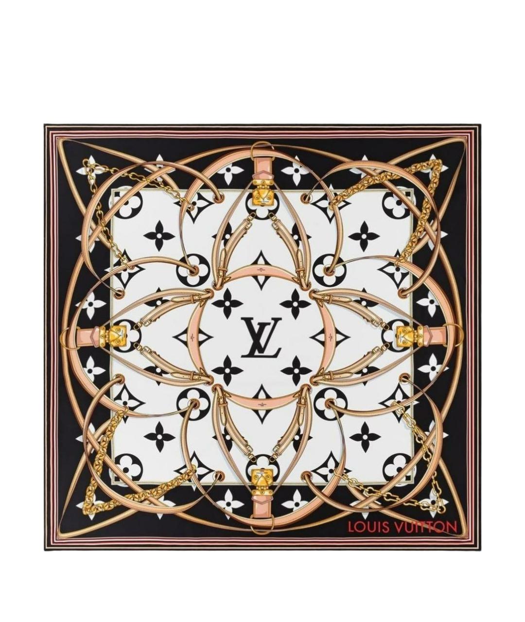 LOUIS VUITTON Черный шелковый платок, фото 1