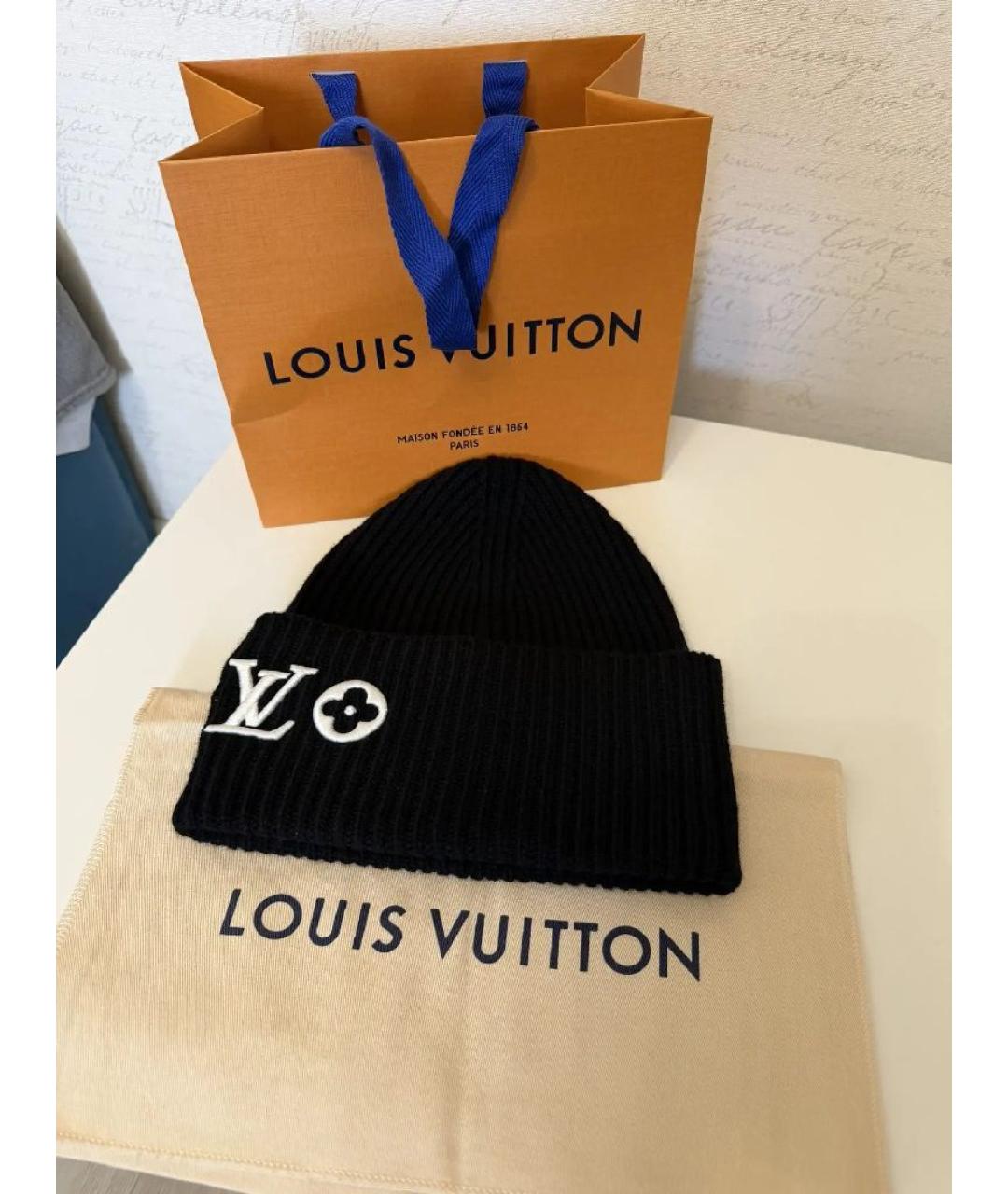 LOUIS VUITTON Черная шерстяная шапка, фото 4