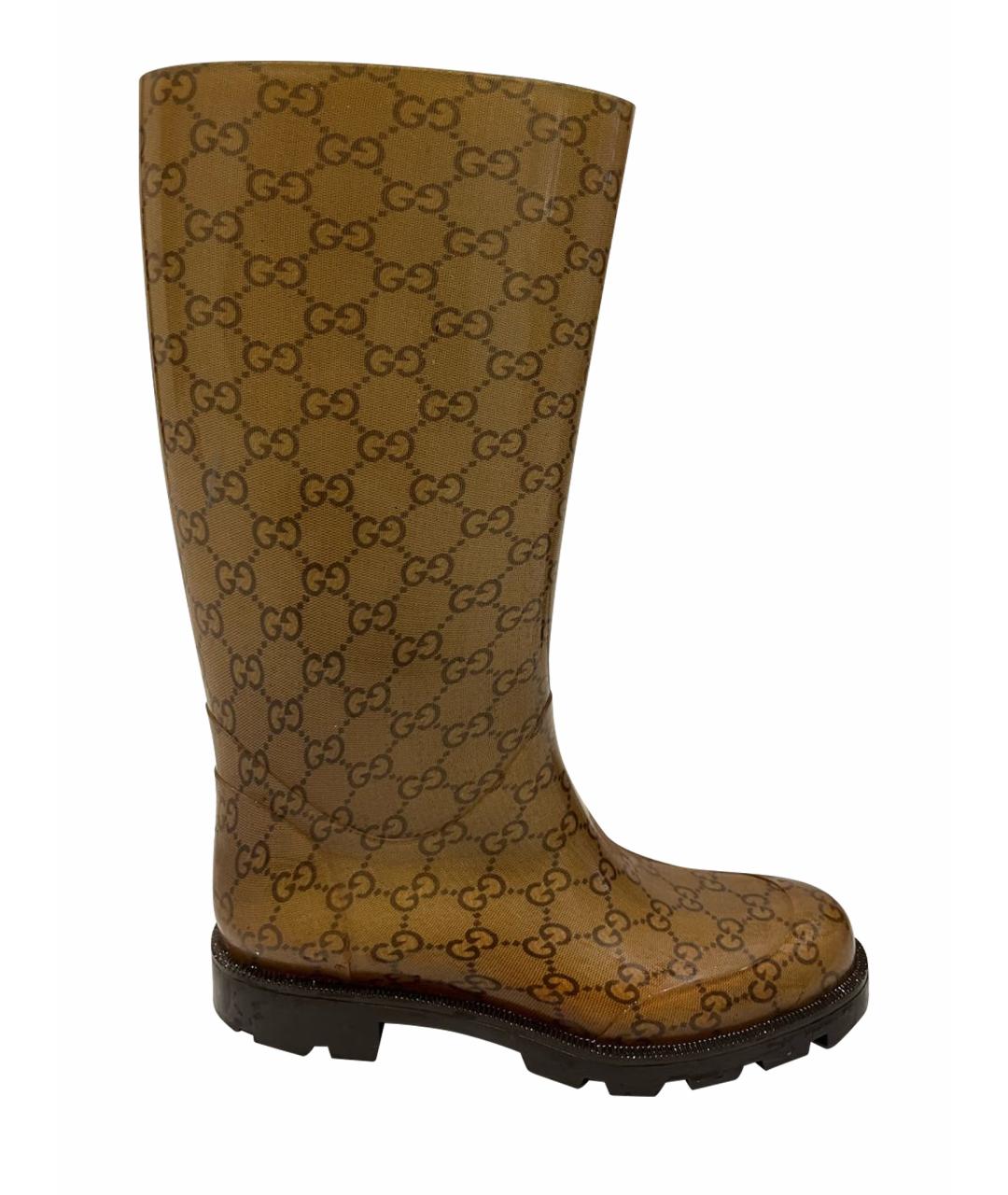 GUCCI Коричневые резиновые сапоги, фото 1