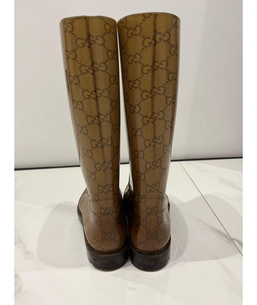 GUCCI Коричневые резиновые сапоги, фото 3