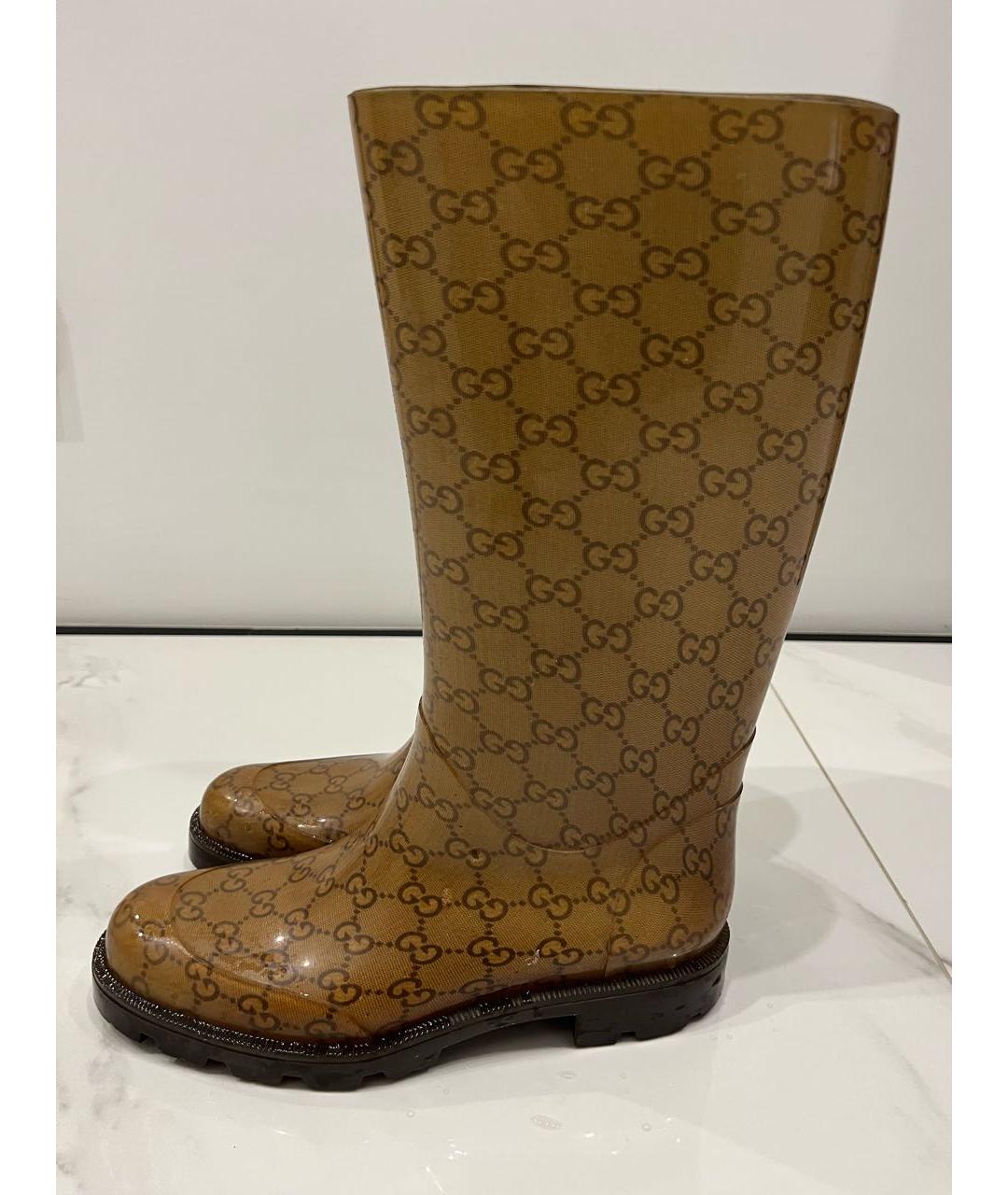 GUCCI Коричневые резиновые сапоги, фото 4
