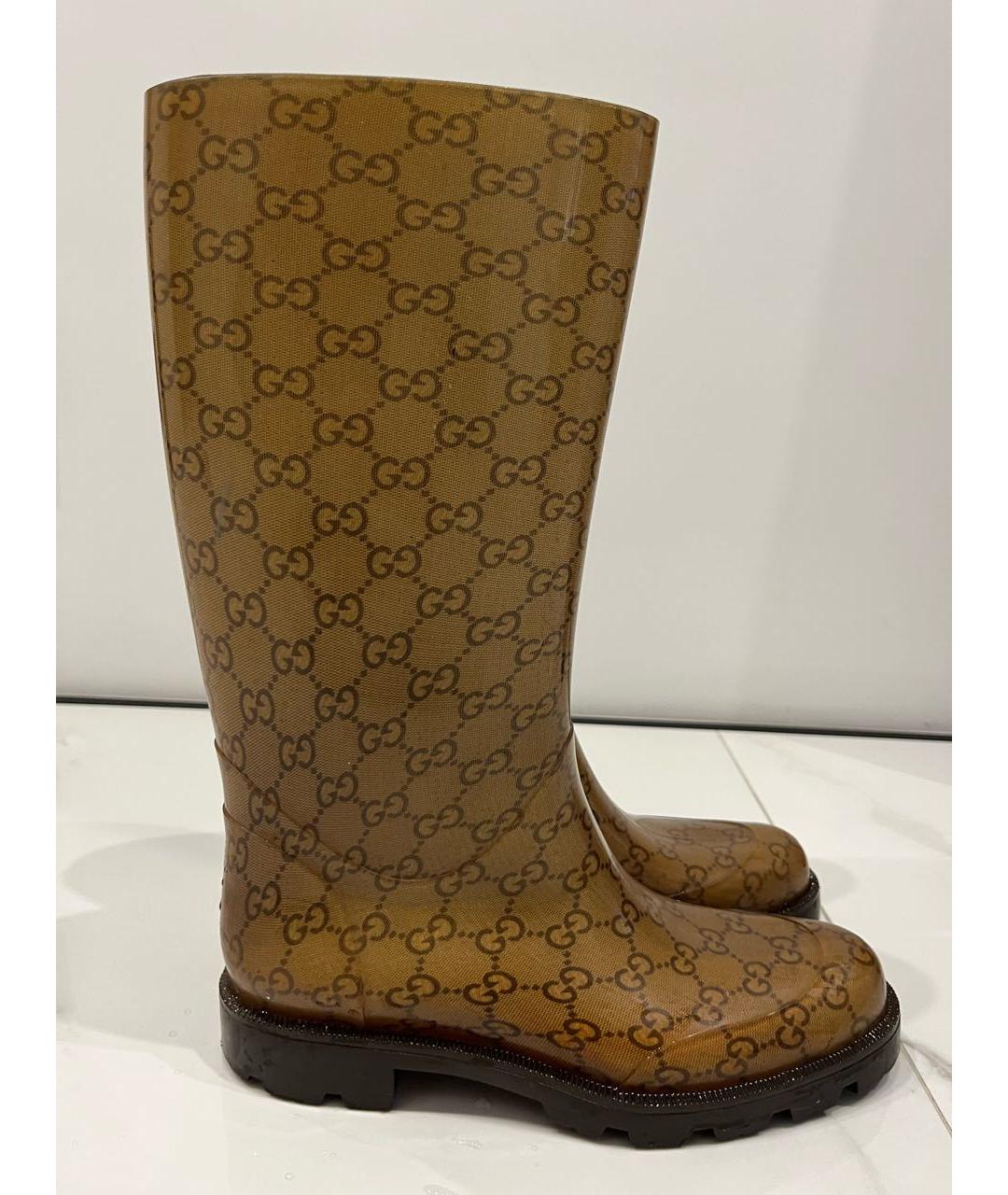GUCCI Коричневые резиновые сапоги, фото 7
