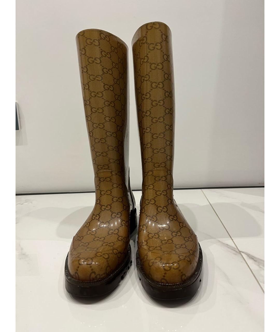 GUCCI Коричневые резиновые сапоги, фото 2