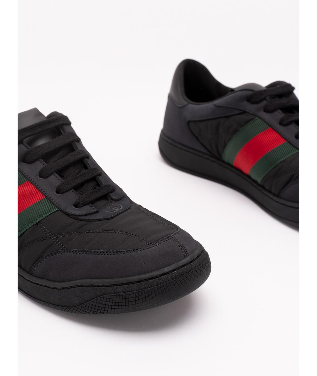 GUCCI Черные текстильные низкие кроссовки / кеды, фото 5