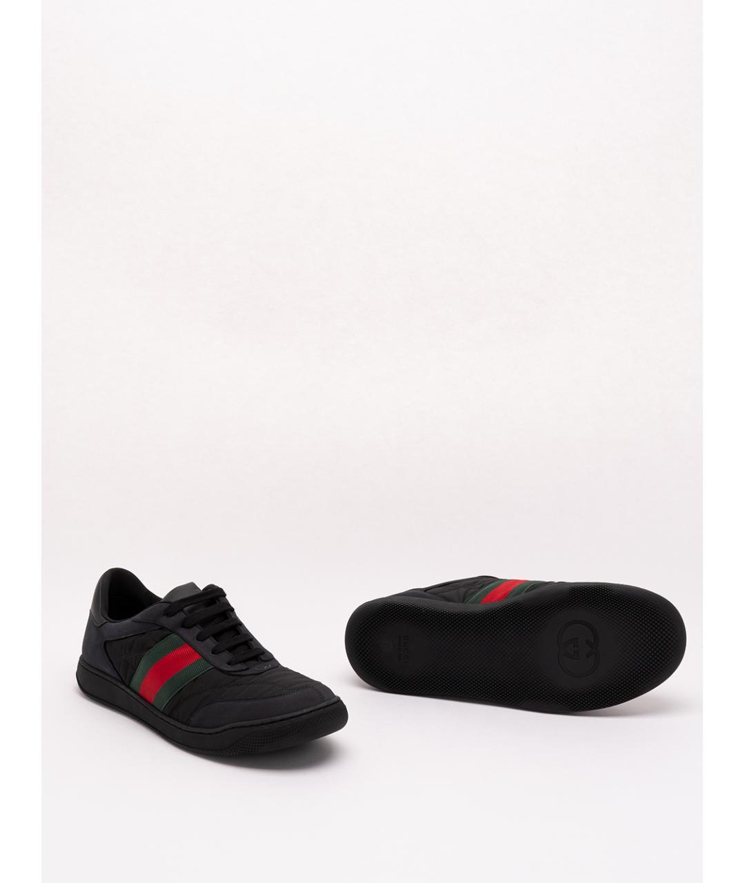 GUCCI Черные текстильные низкие кроссовки / кеды, фото 4