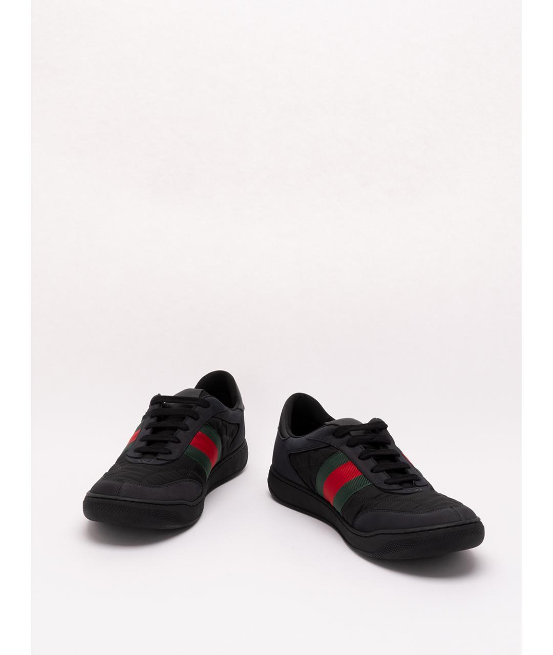 GUCCI Черные текстильные низкие кроссовки / кеды, фото 2