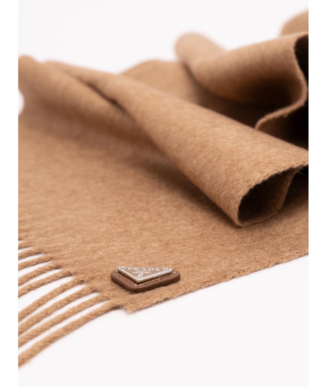 PRADA Бежевый шелковый шарф, фото 2