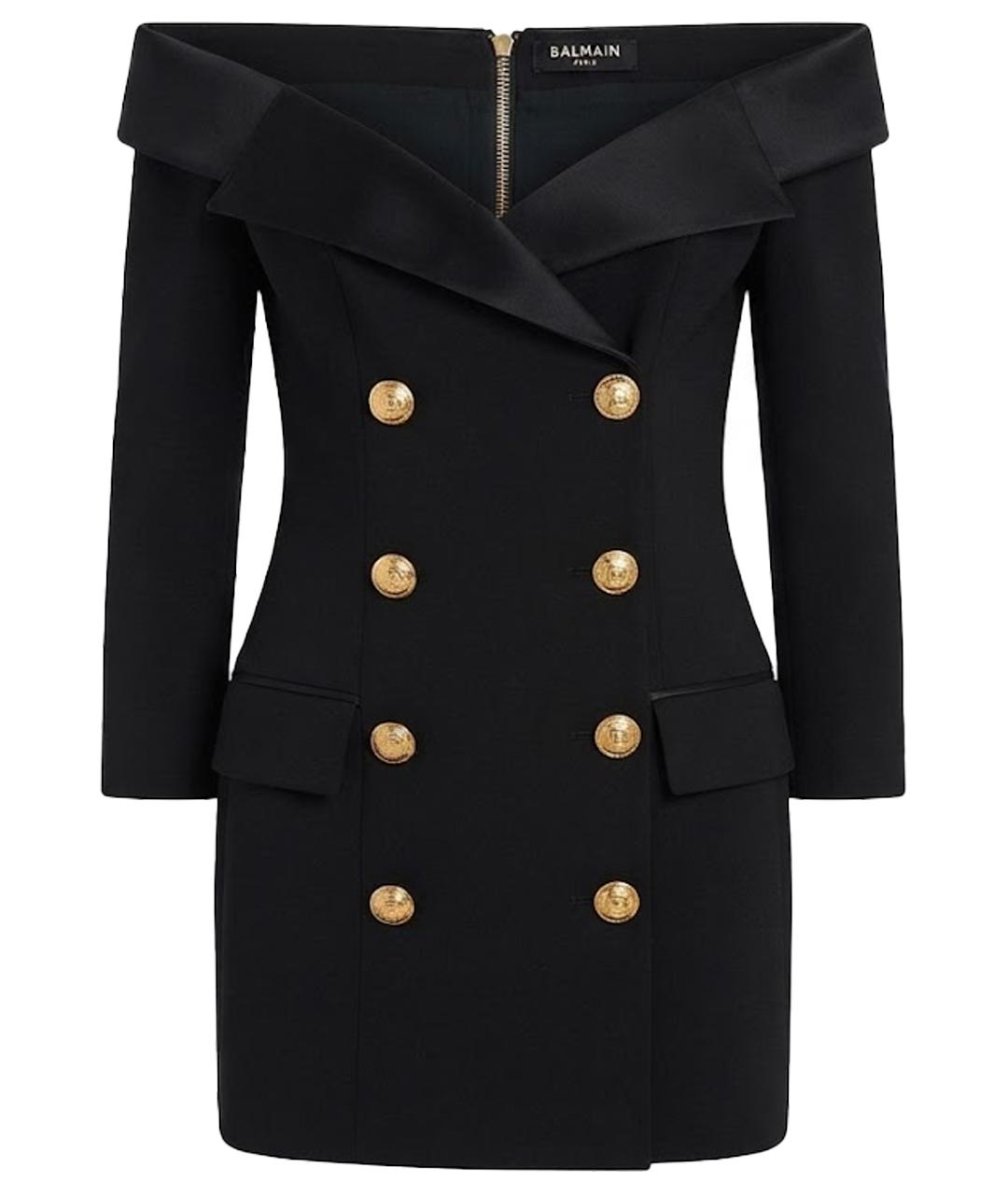BALMAIN Черное шерстяное коктейльное платье, фото 1