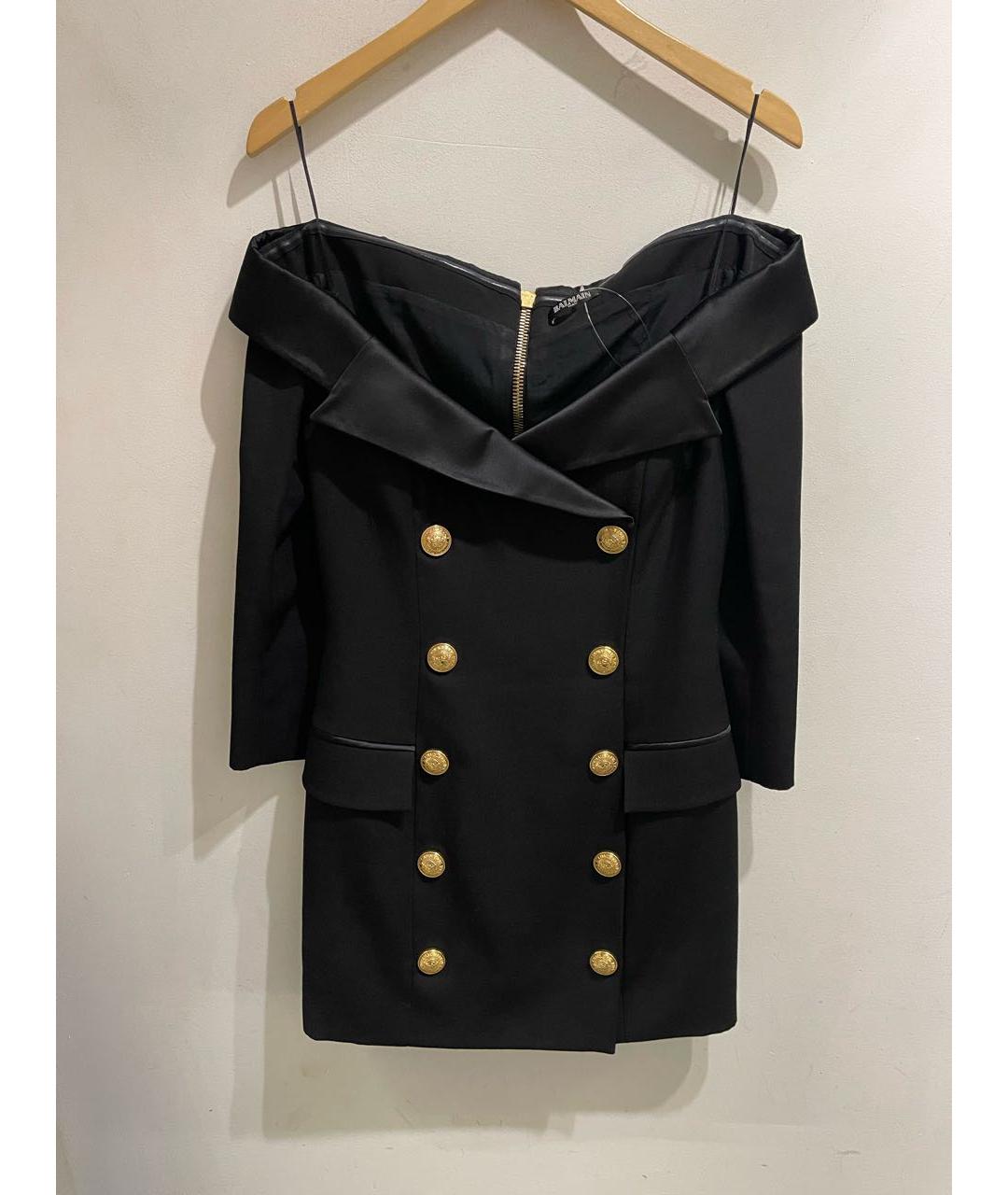 BALMAIN Черное шерстяное коктейльное платье, фото 9