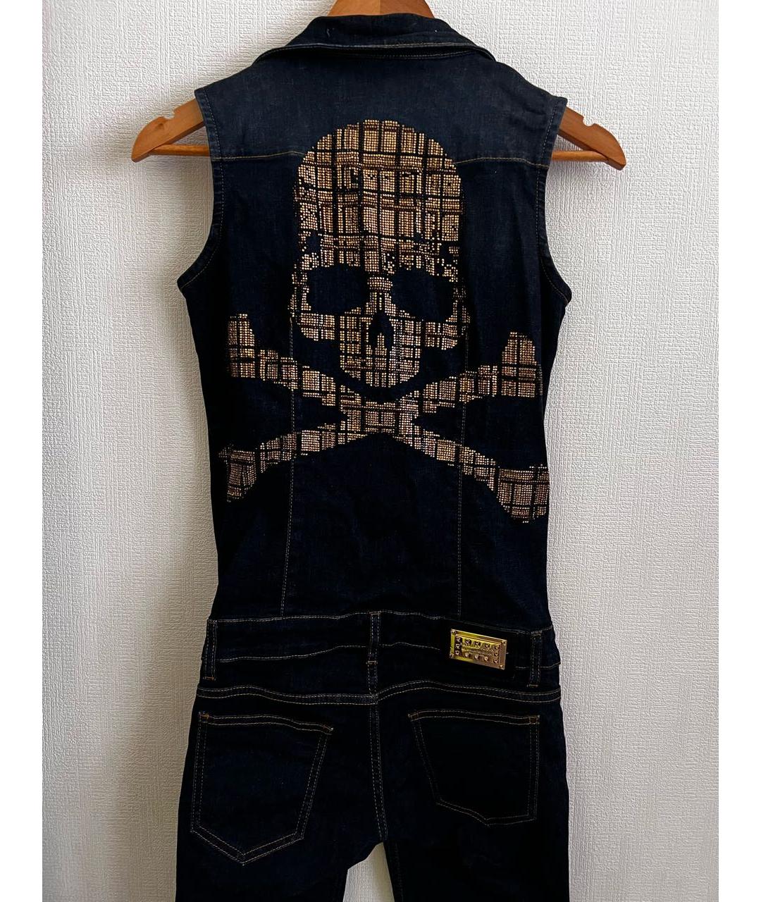 PHILIPP PLEIN Синий хлопко-эластановый комбинезон, фото 3