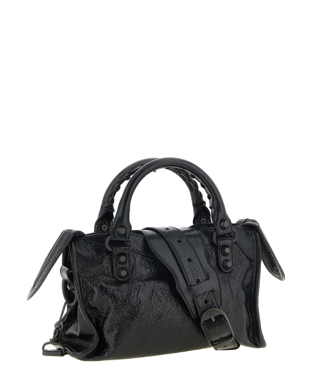 BALENCIAGA Черная кожаная сумка тоут, фото 2