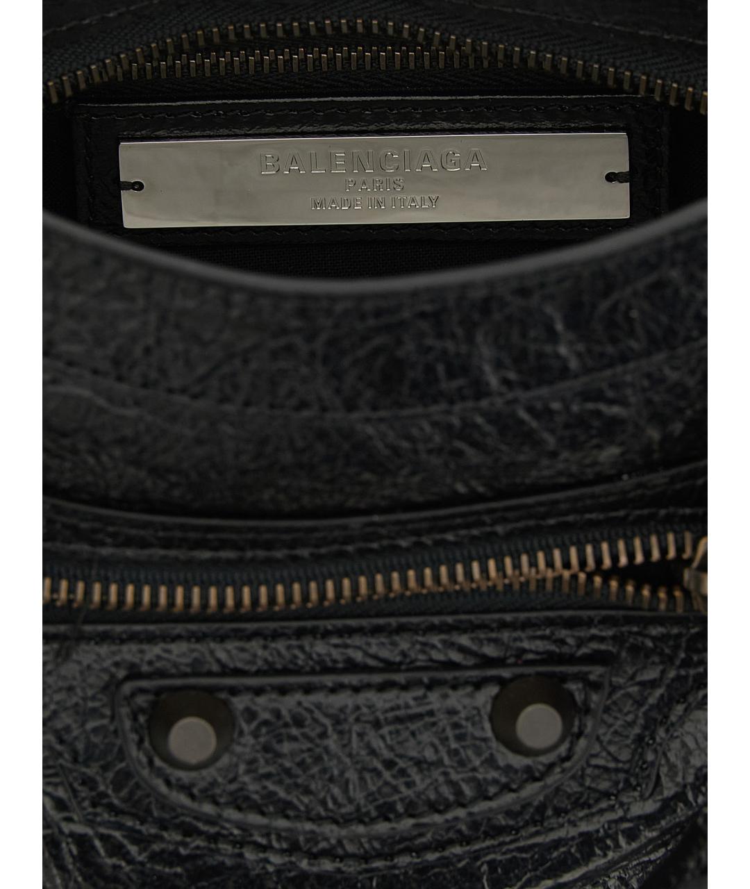 BALENCIAGA Черная кожаная сумка тоут, фото 4