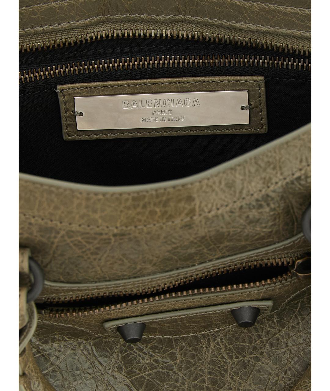 BALENCIAGA Зеленая кожаная сумка тоут, фото 4