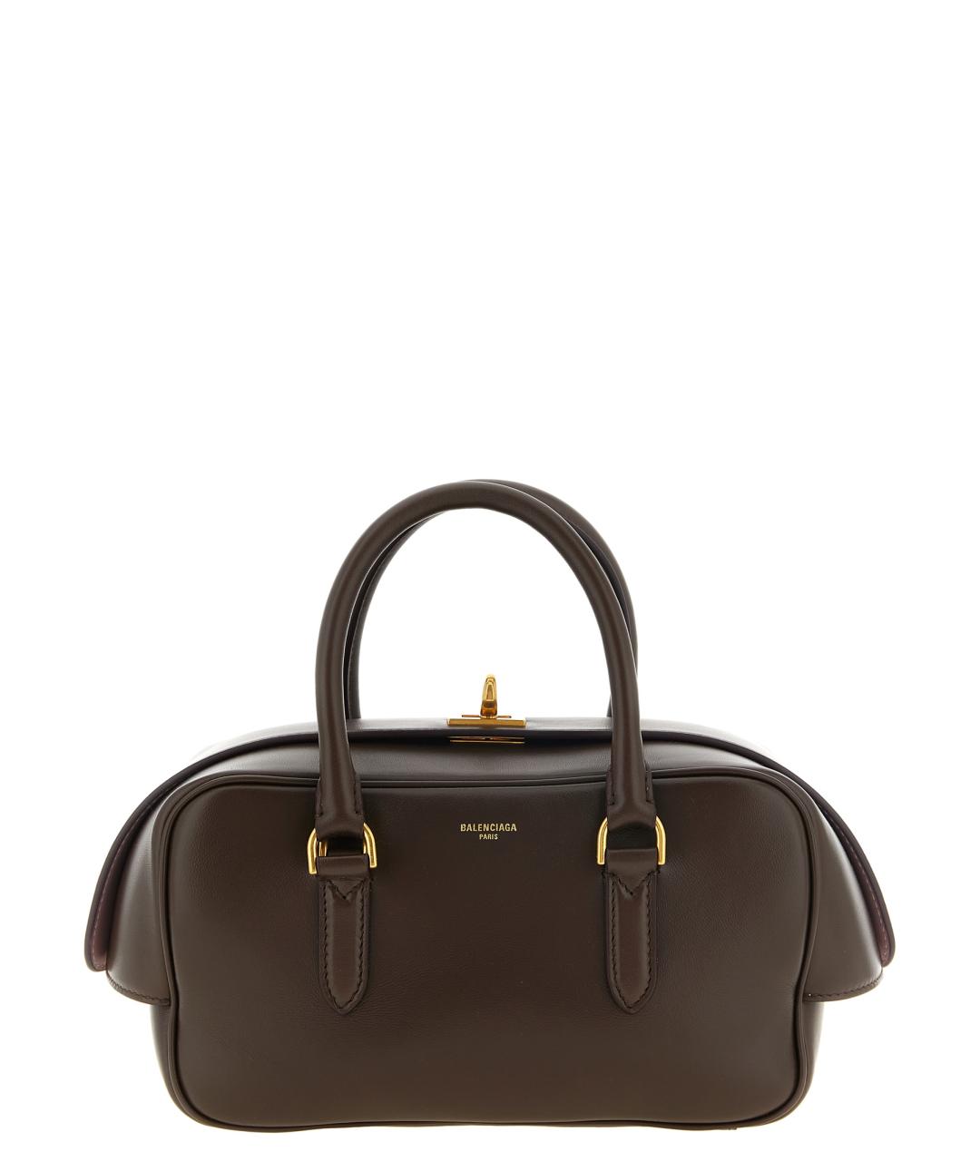 BALENCIAGA Коричневая кожаная сумка с короткими ручками, фото 1