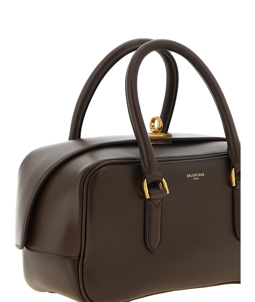 BALENCIAGA Коричневая кожаная сумка с короткими ручками, фото 3