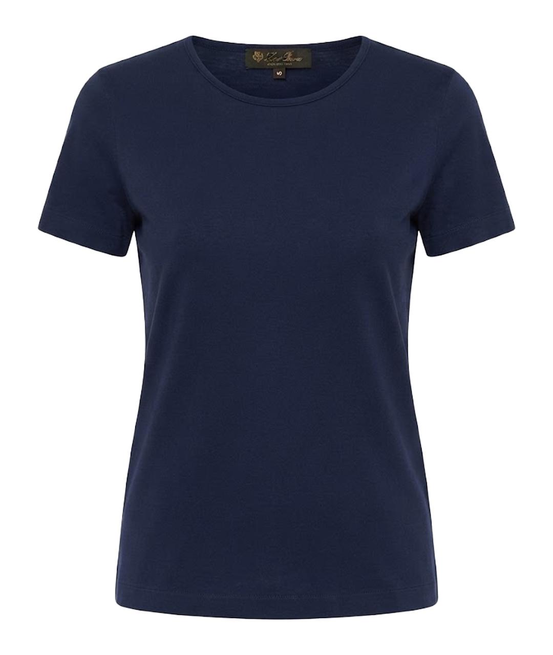 LORO PIANA Темно-синяя хлопковая футболка, фото 1