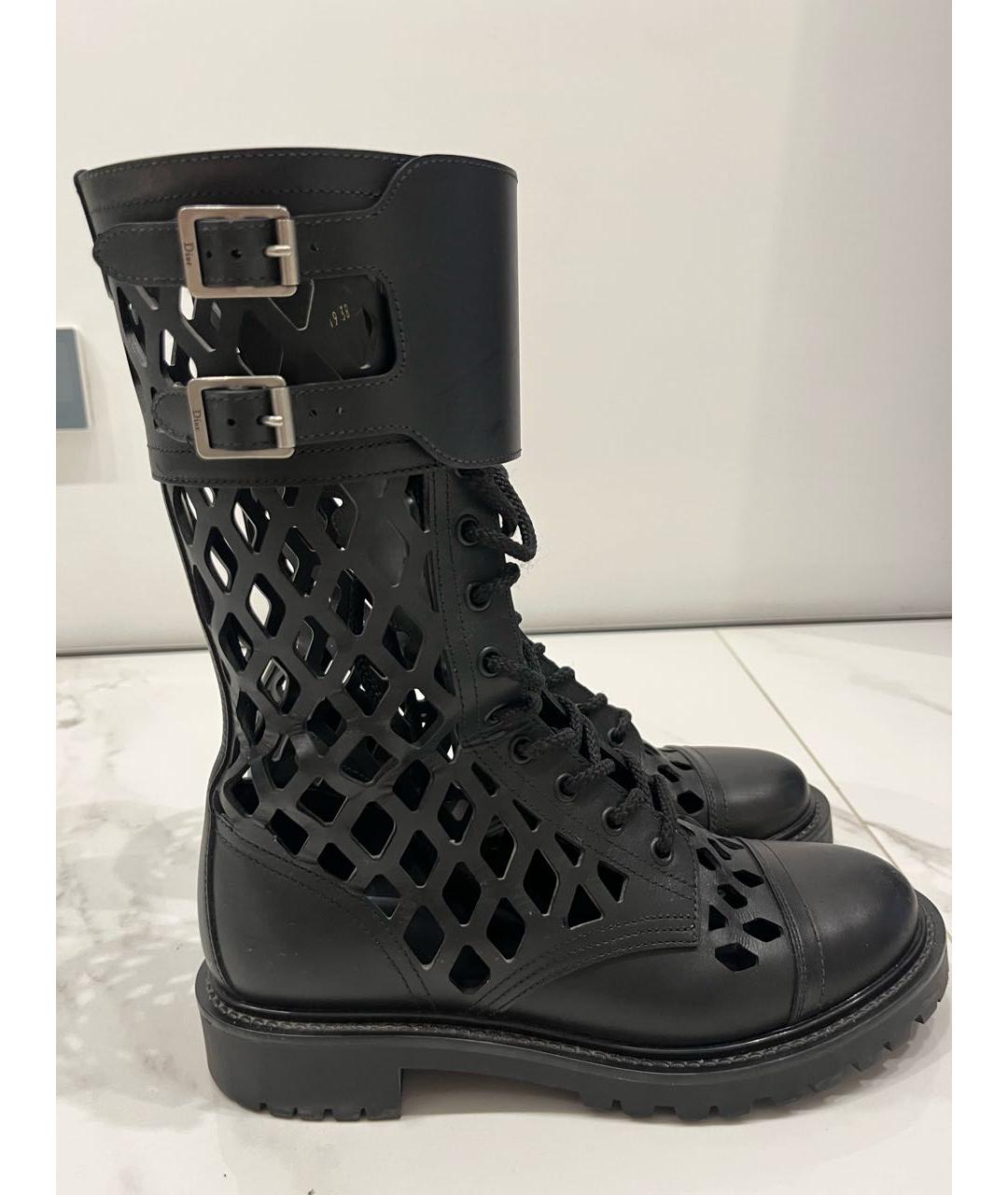 CHRISTIAN DIOR Черные кожаные сапоги, фото 9