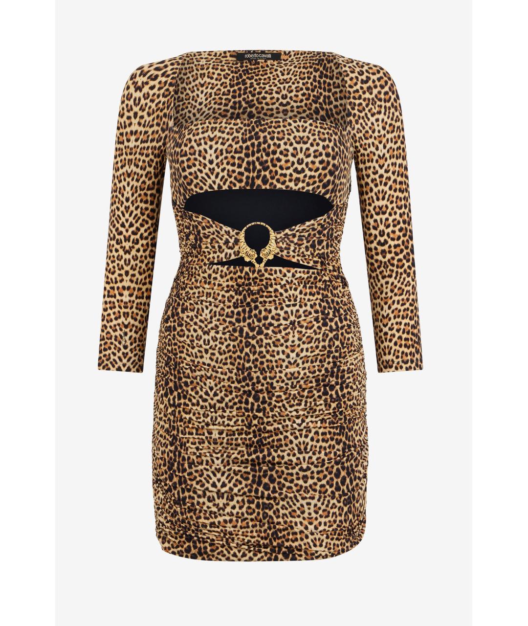 ROBERTO CAVALLI Коричневое коктейльное платье, фото 5
