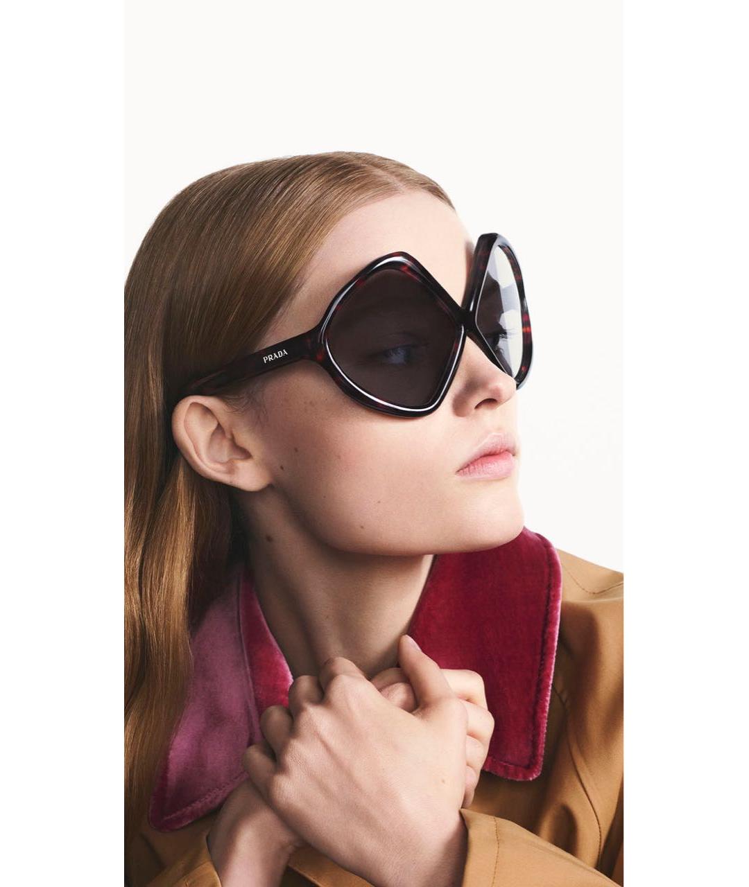 PRADA Коричневые пластиковые солнцезащитные очки, фото 8