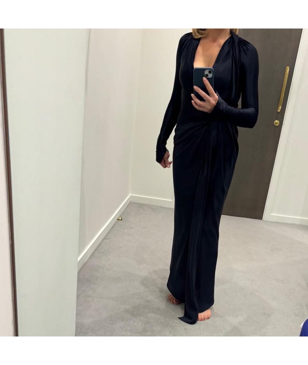 VICTORIA BECKHAM Темно-синее вискозное платье, фото 5